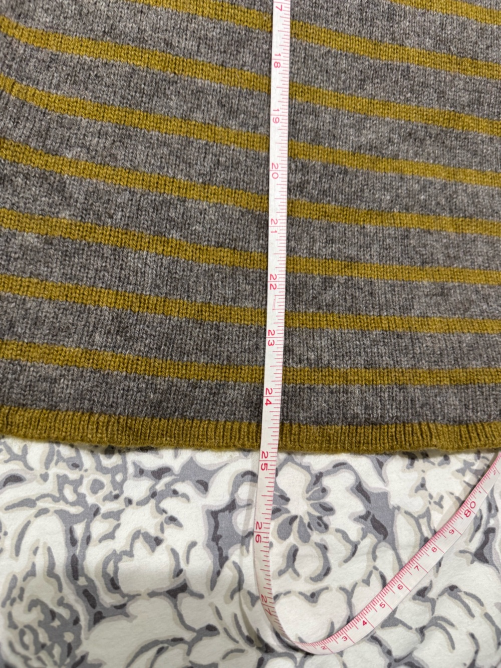 Eileen Fisher Gray and Mustard Striped Scoop-Neck yak & wool Sweater size L - Picture 12 of 12